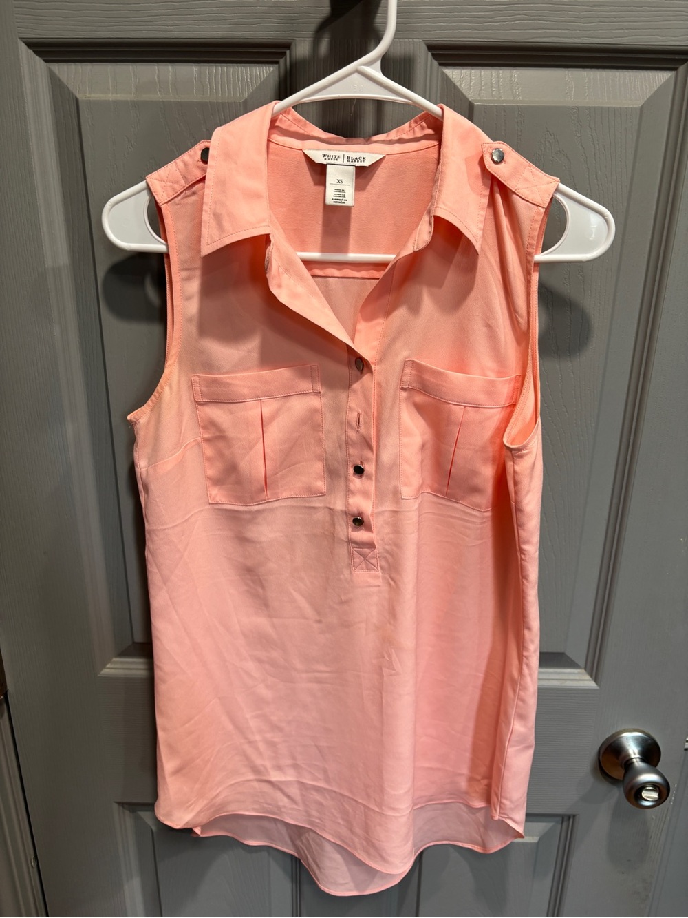 White House Black Market Sleeveless Coral-Pink Button Front Camisole